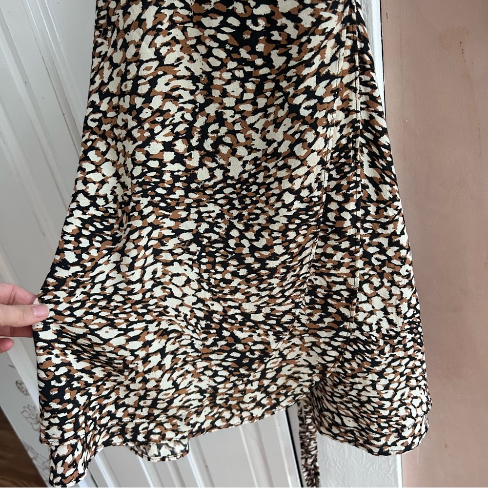 We the free people french quarter mini wrap dress animal print ruffle sleeve - Picture 5 of 8